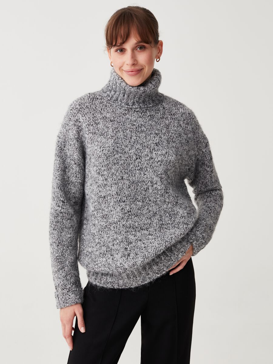 Pullover melange a collo alto_0