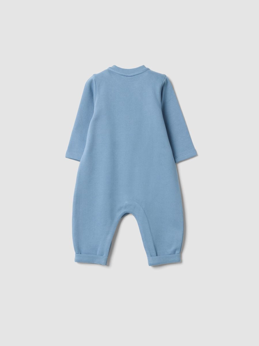 Sky-blue organic cotton baby sleepsuit with embroidery_1