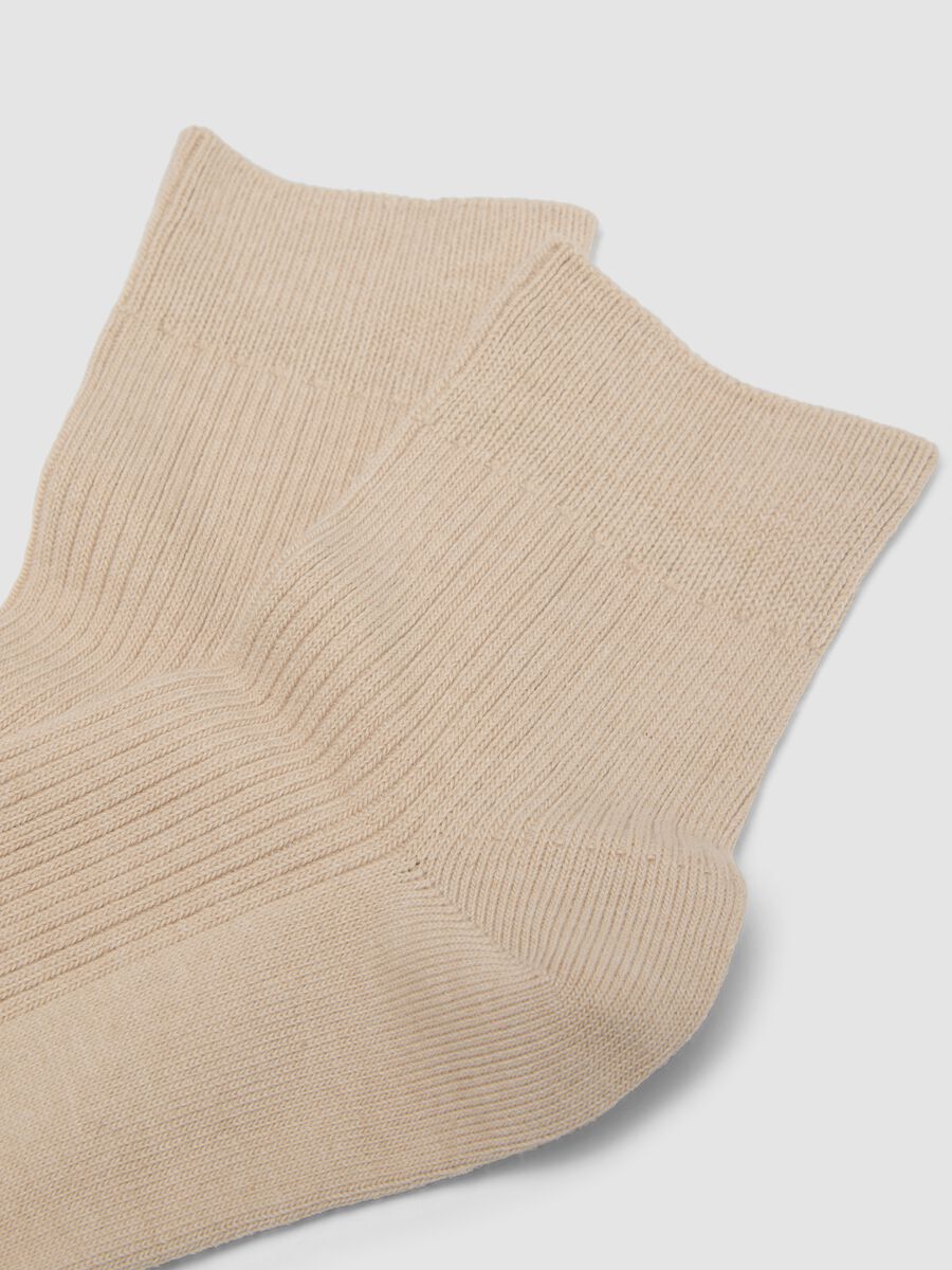 Beige ankle socks in stretch cotton_1