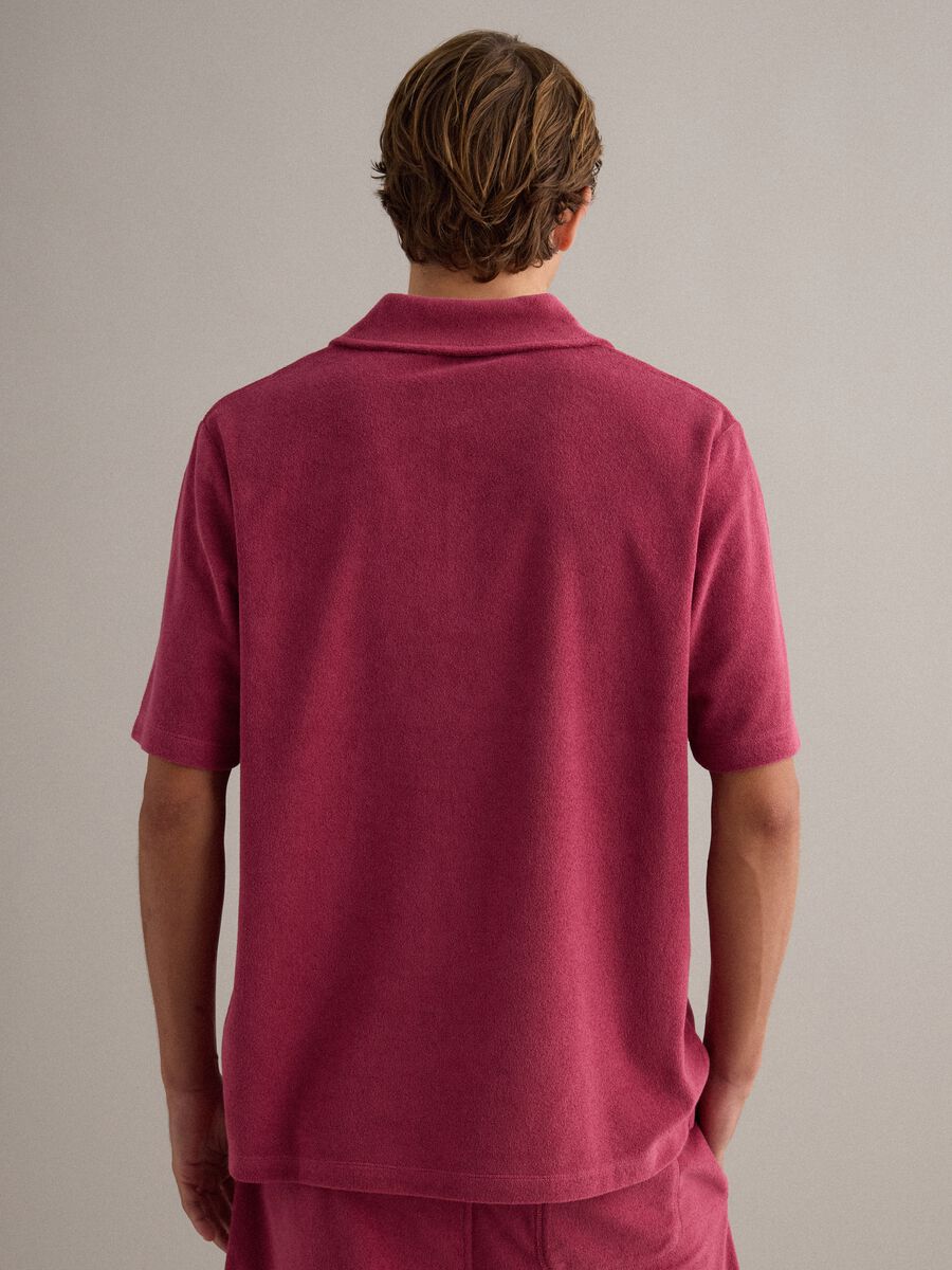 Polo rosa in misto cotone regular fit con taschino_3