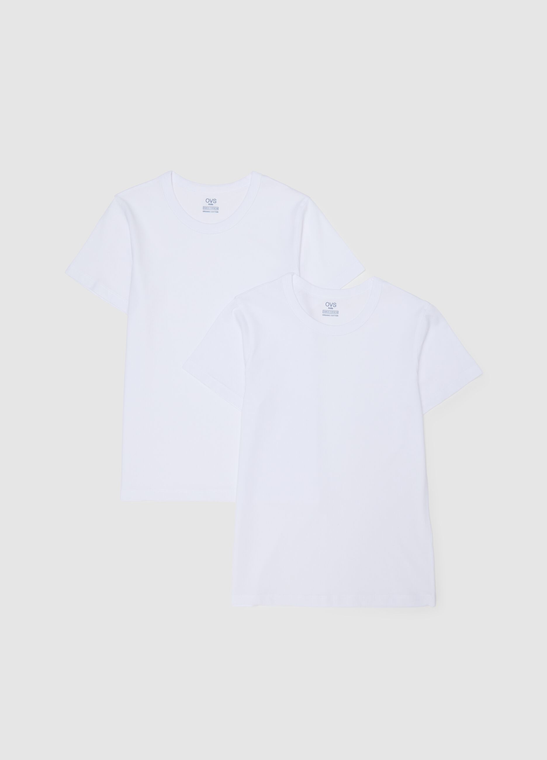 Two-pack white boy's t-shirts in pure cotton regular fit