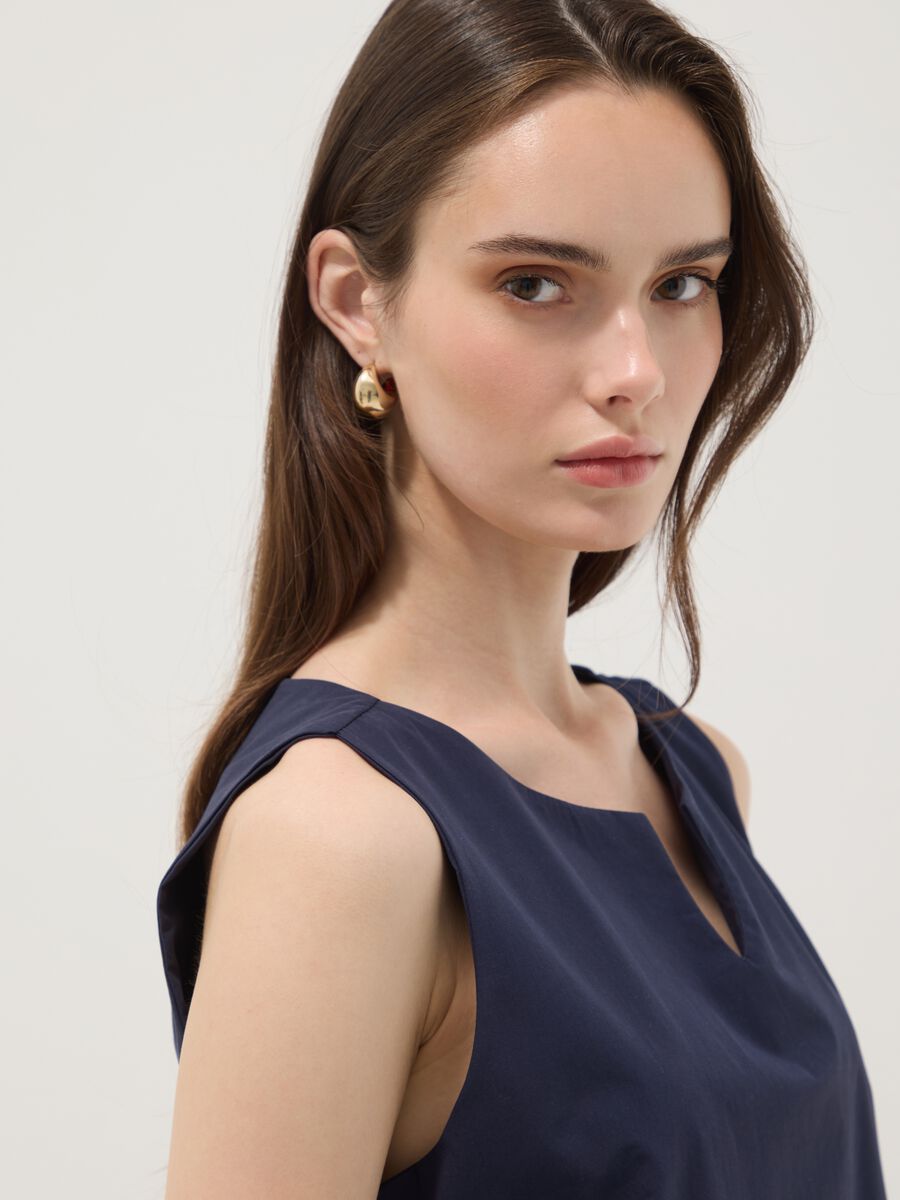 Abito midi blu in puro cotone over fit_1