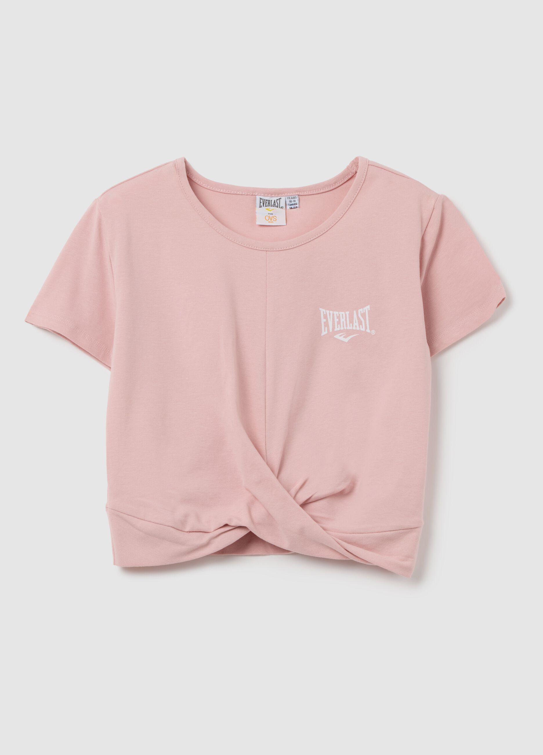 Girls’ pink slim-fit T-shirt in stretch cotton