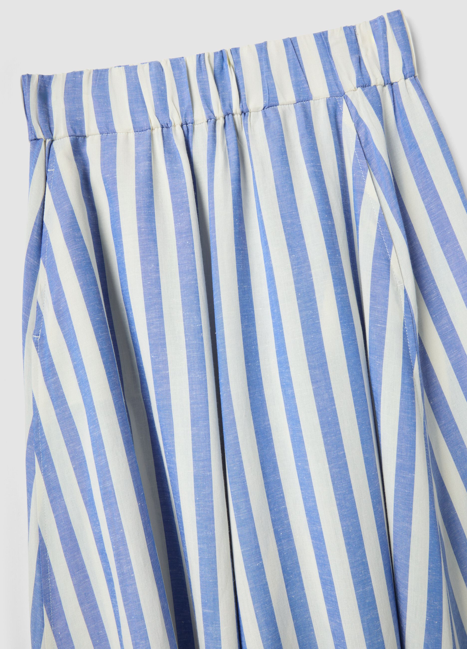 Multicolour striped skirt in a viscose-linen blend