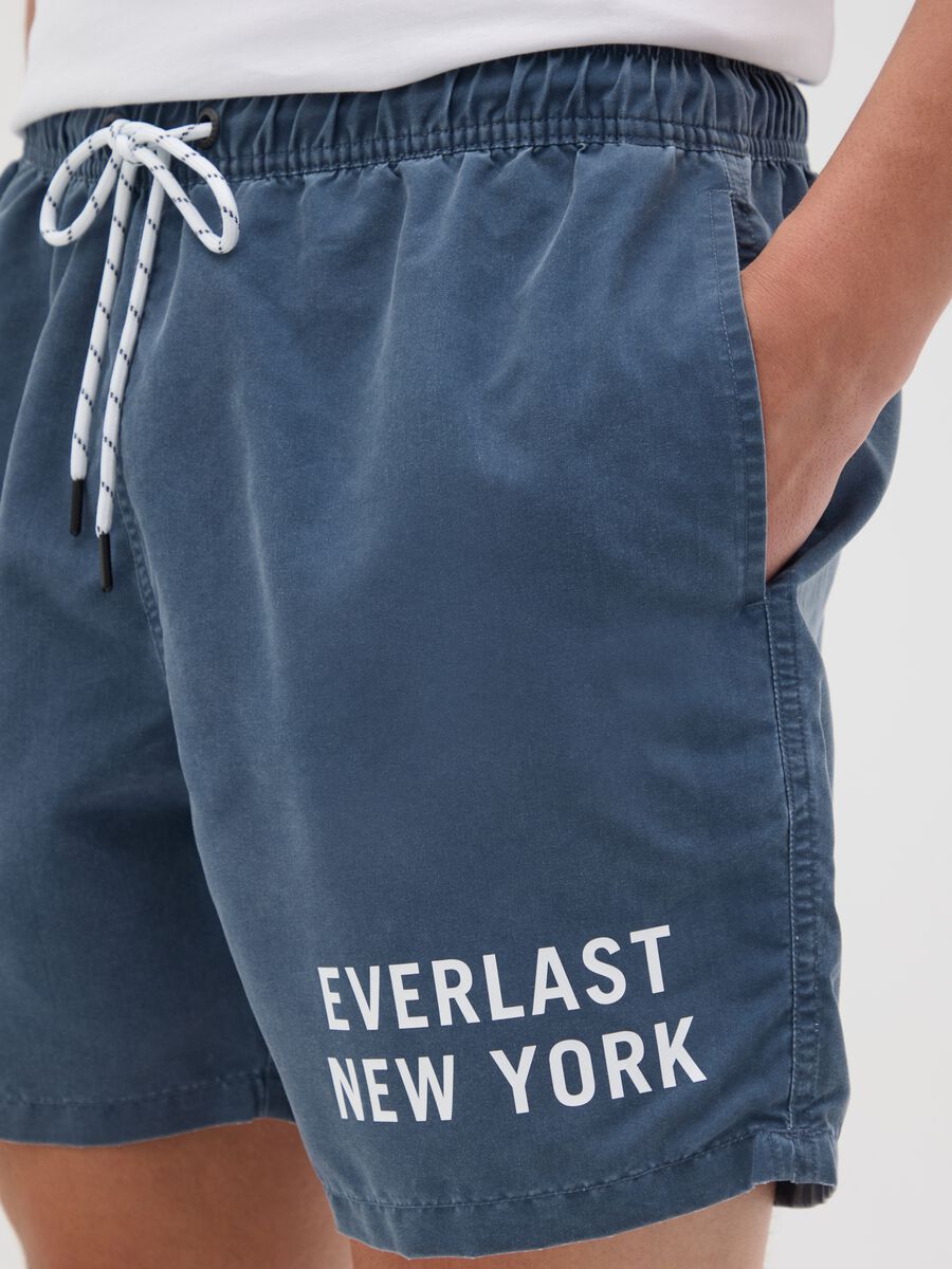 Blue swimming trunks with logo print_2