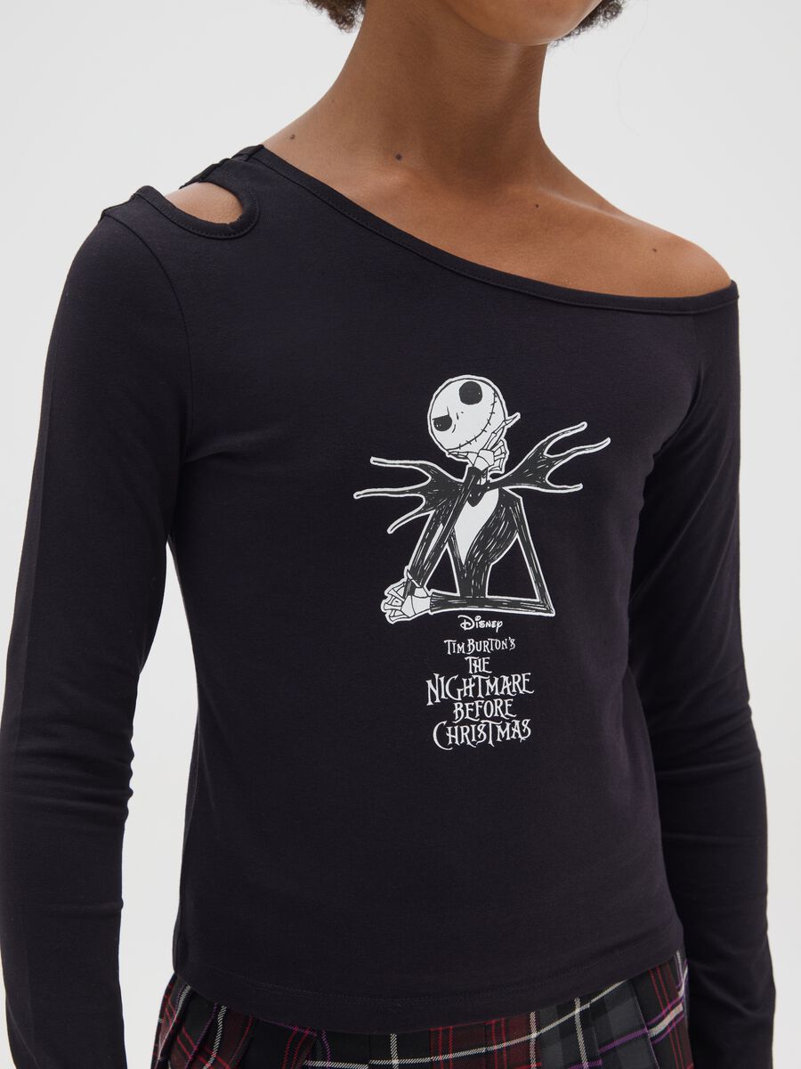 Girls' stretch cotton black regular fit top with boat neck_2