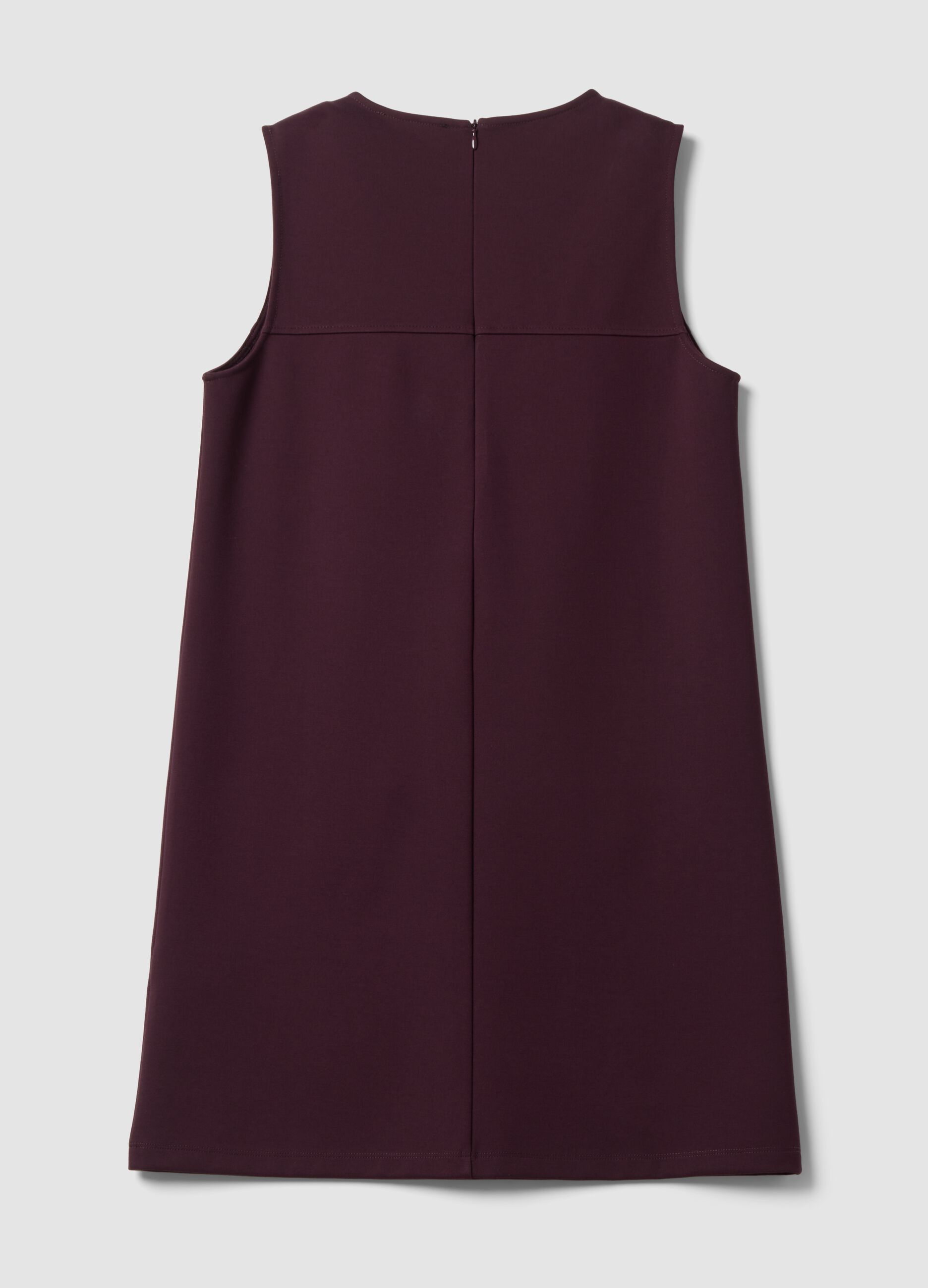 Abito smanicato rosso in punto Milano di viscosa elasticizzata straight fit