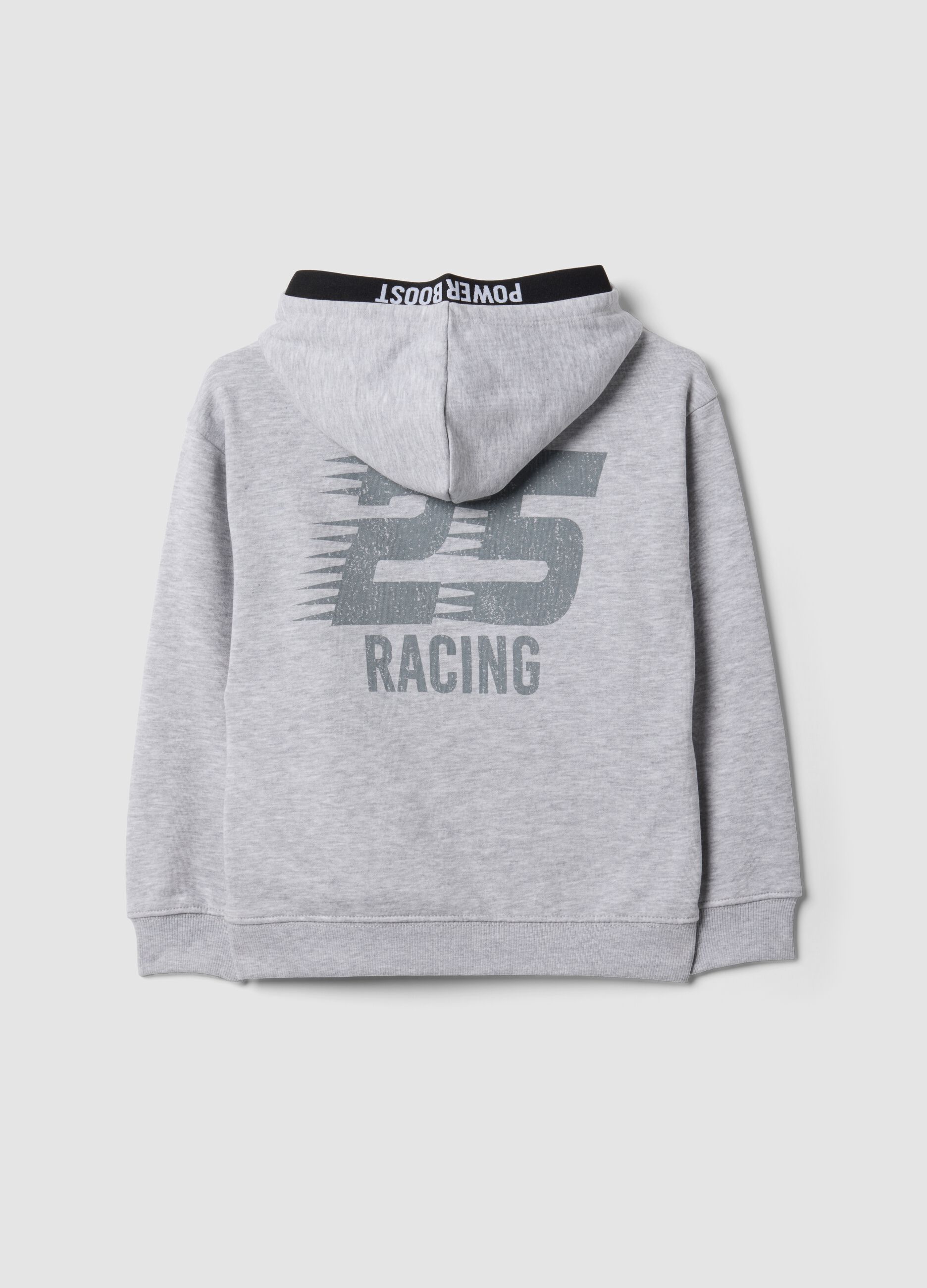 Grey hooded sweatshirt in cotton-viscose blend with print for boys