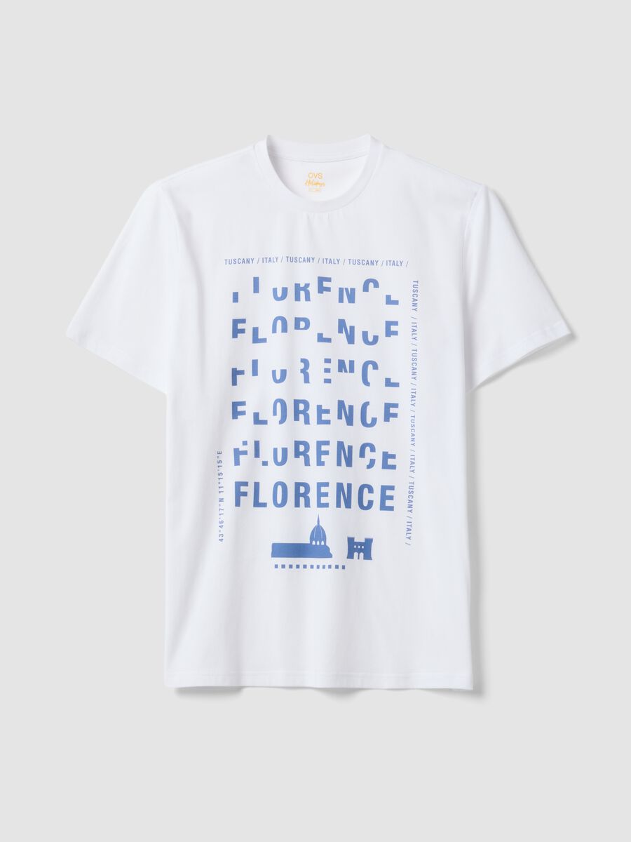 White pure cotton T-shirt with print, regular fit_4