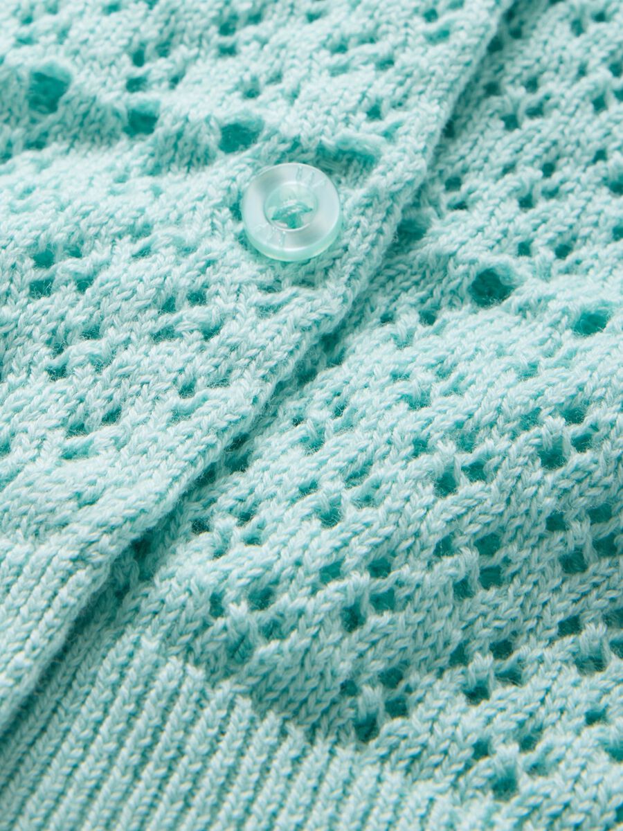 Green cardigan with openwork design_4