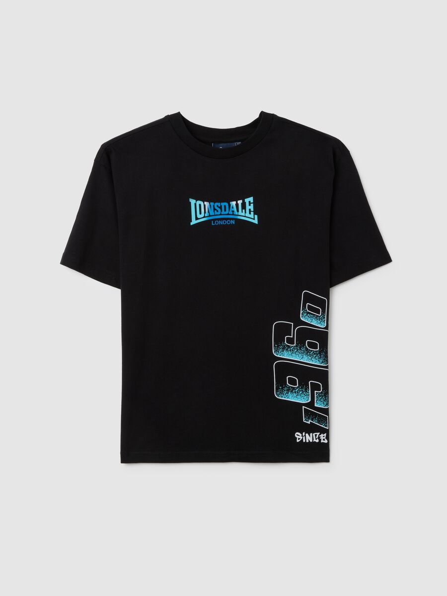 T-shirt da bambino in puro cotone nero regular fit_3