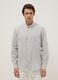 Multicolour striped shirt with mandarin collar in linen-cotton blend regular fit_1