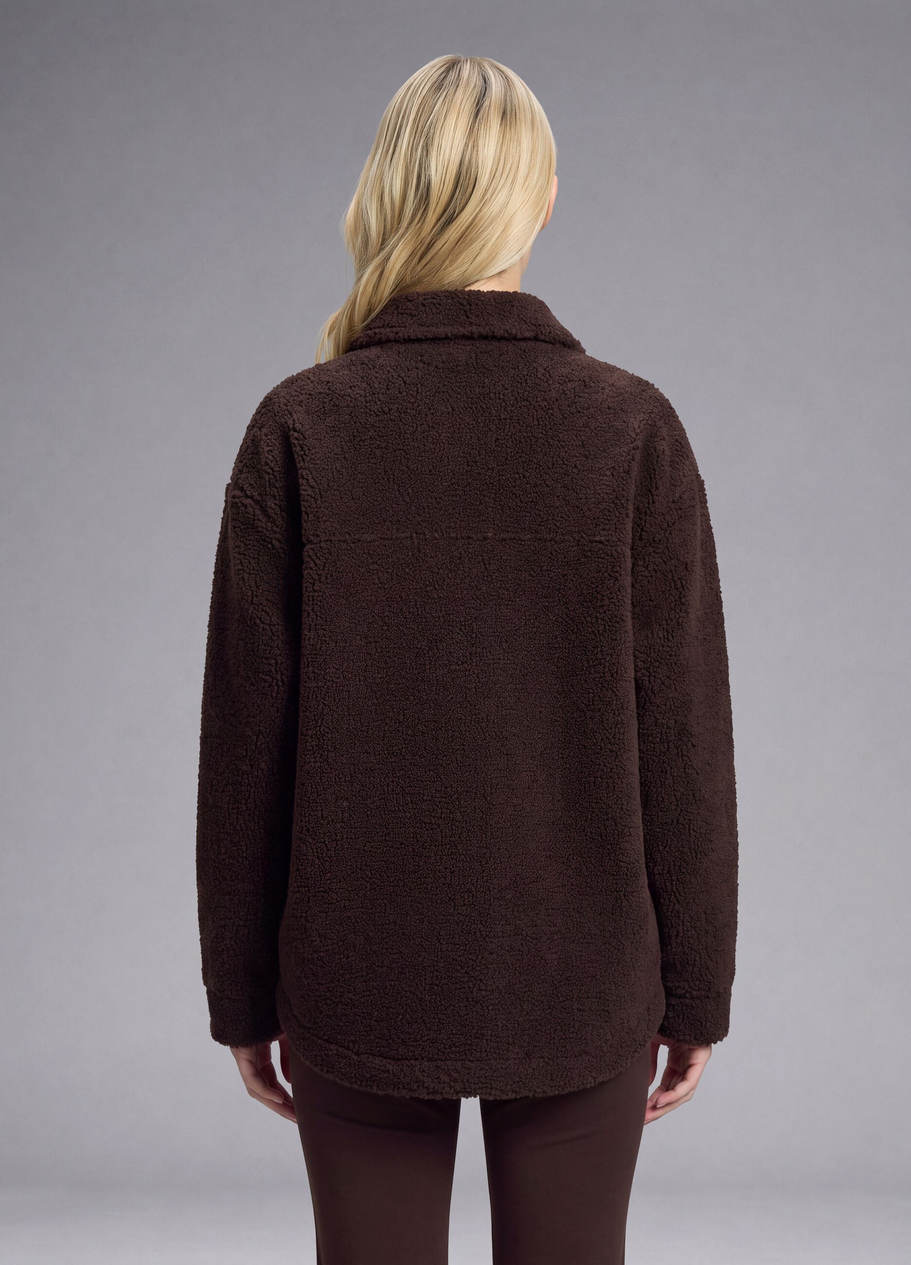 Shacket marrone in sherpa con bottoni relaxed fit ALTAVIA STUDIO