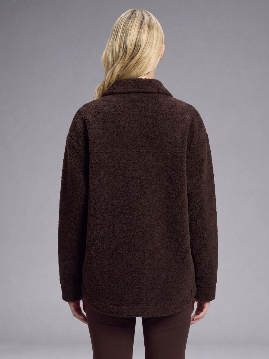 Shacket marrone in sherpa con bottoni relaxed fit ALTAVIA STUDIO_3