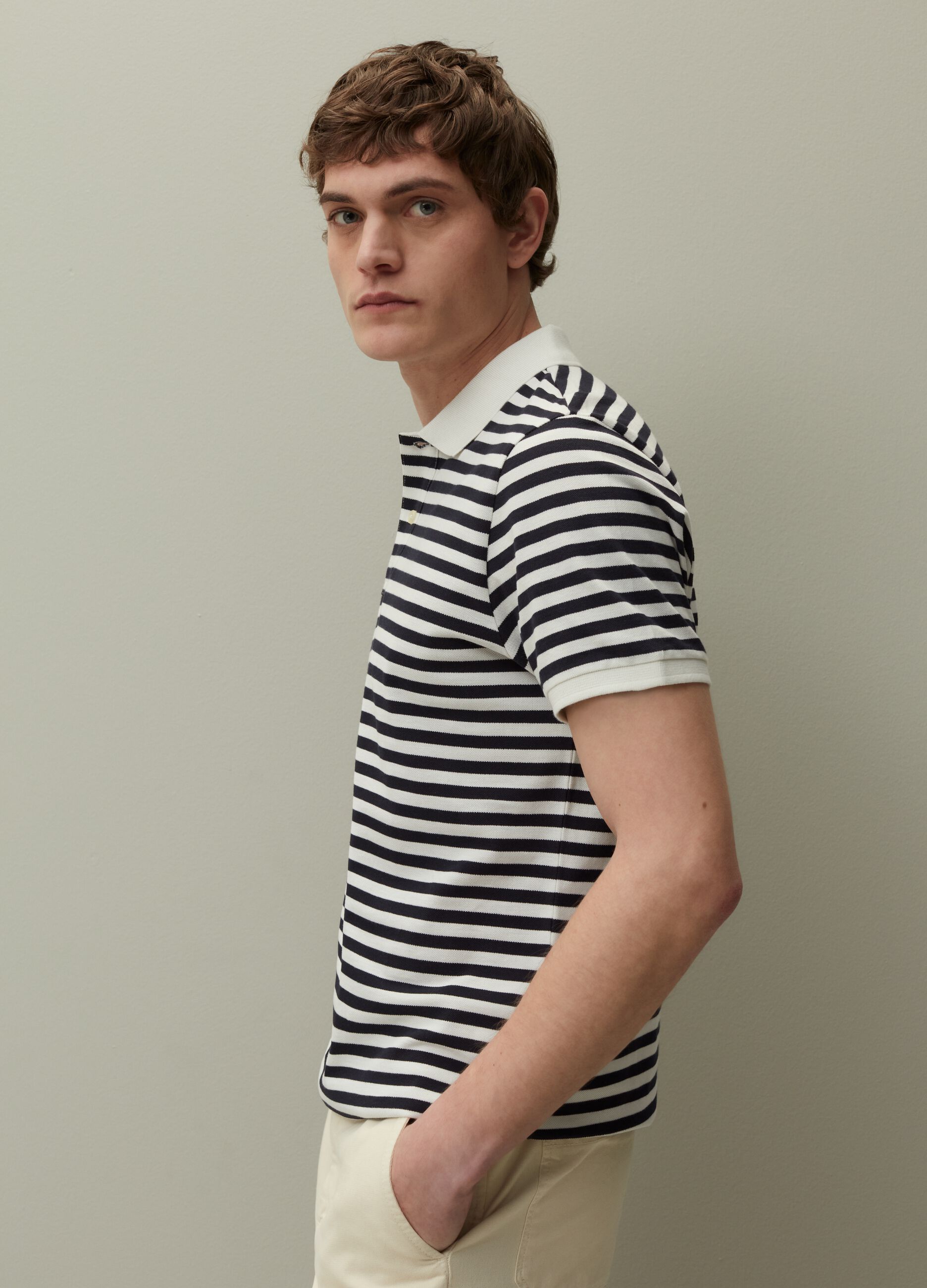 Polo in piquet a righe_0