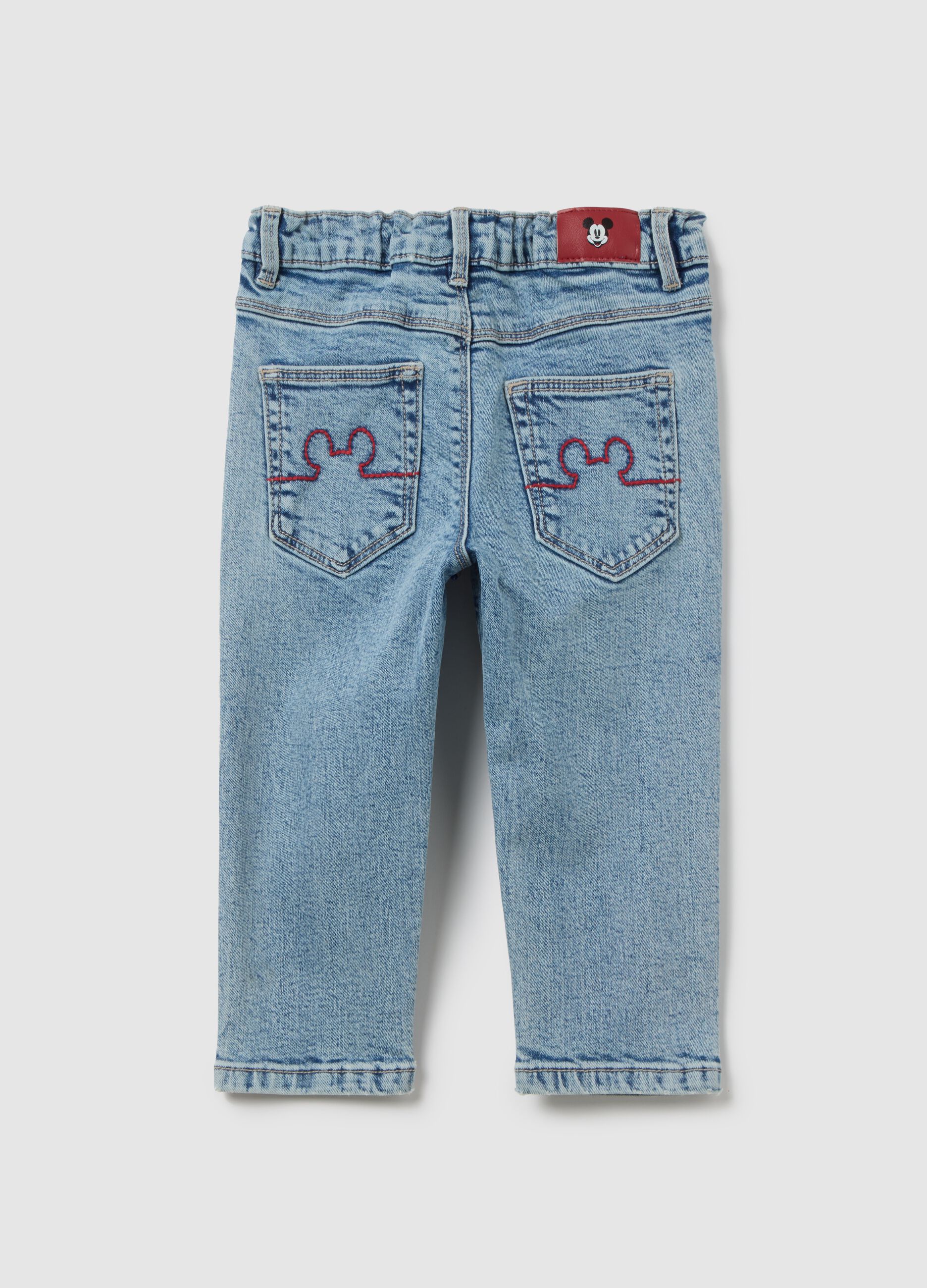 Children's denim trousers with Mickey Mouse print