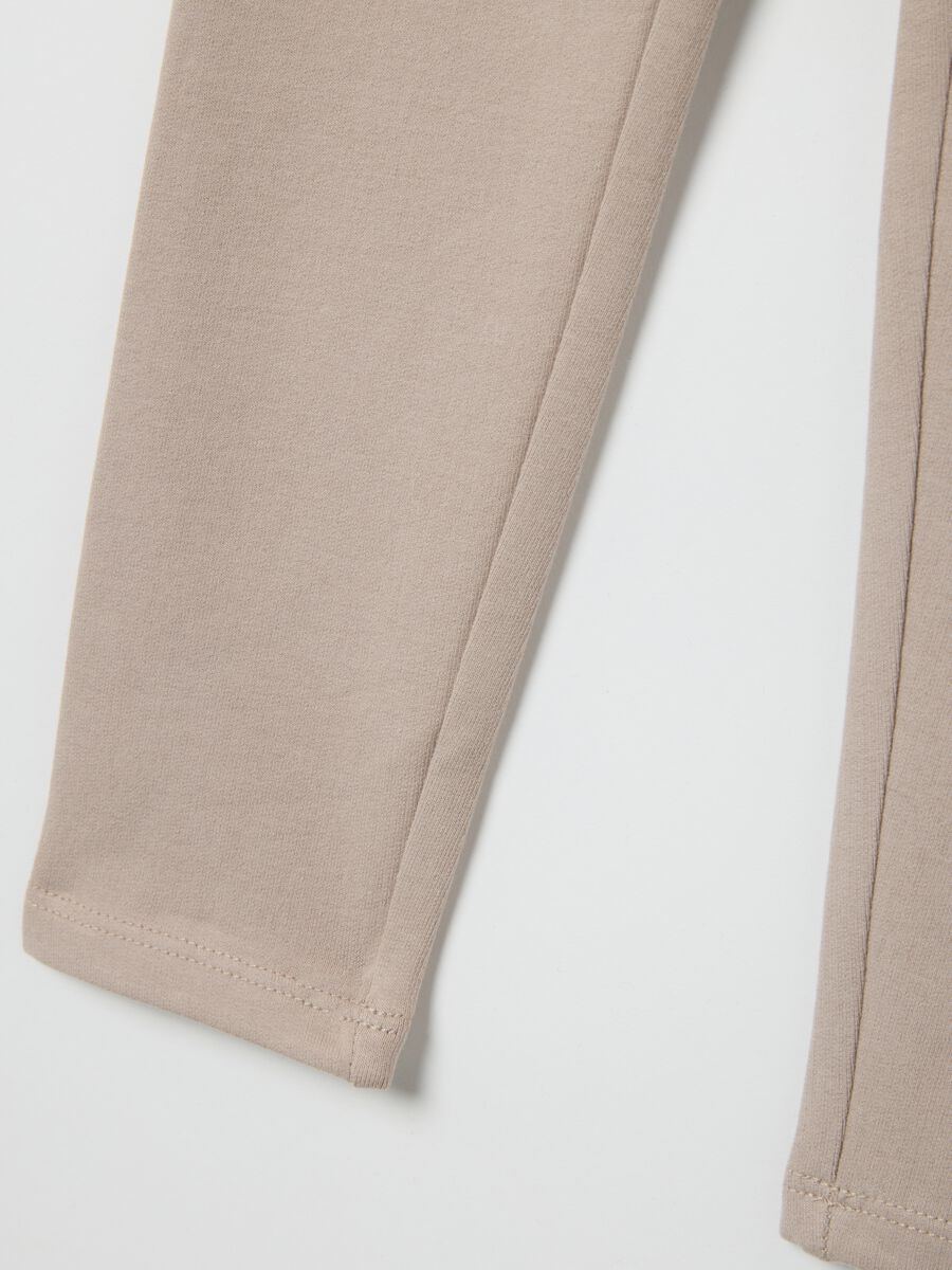 Girls' skinny beige leggings in stretch cotton_3