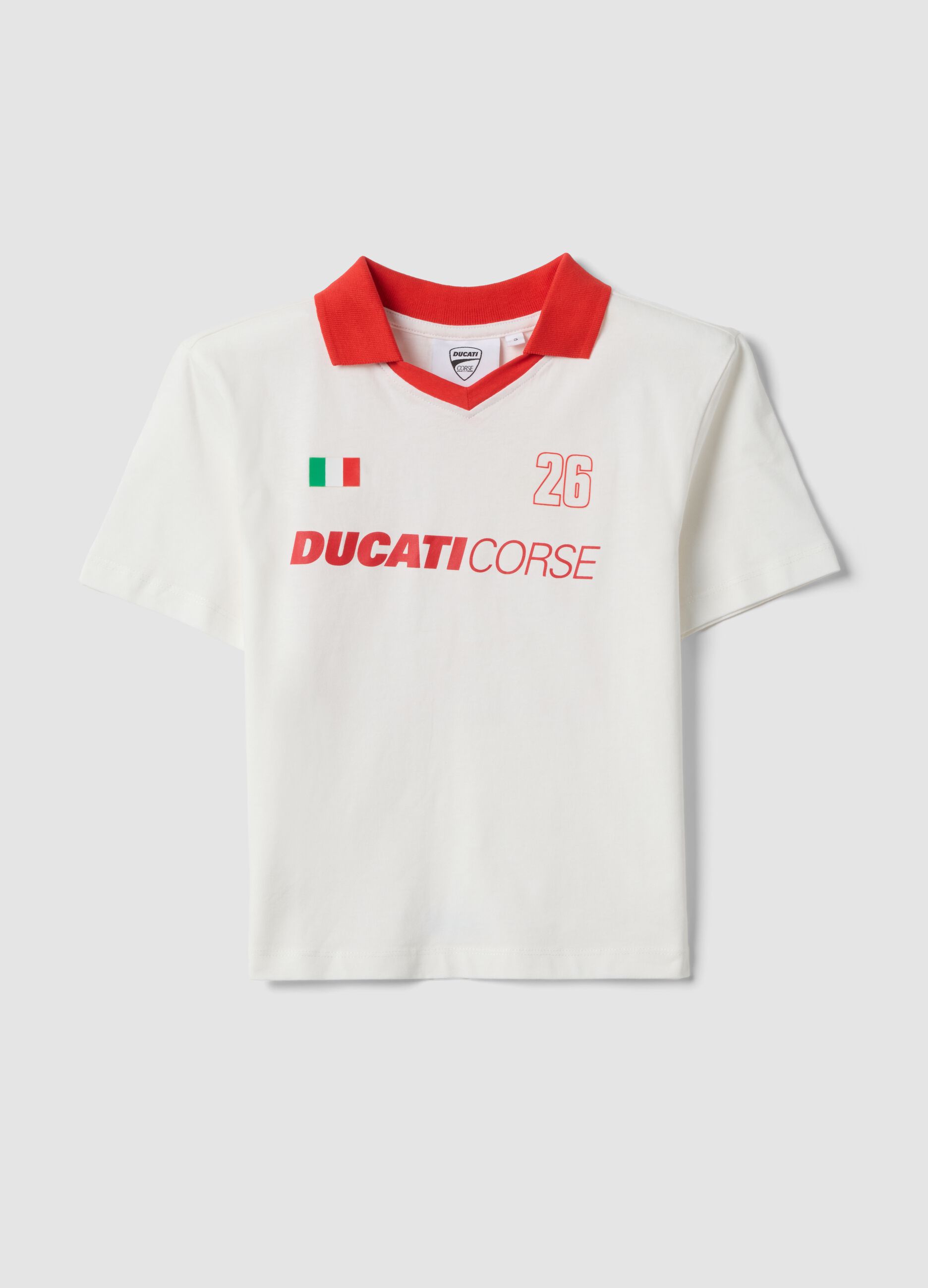 Multicolour pure cotton regular fit T-shirt with Ducati print