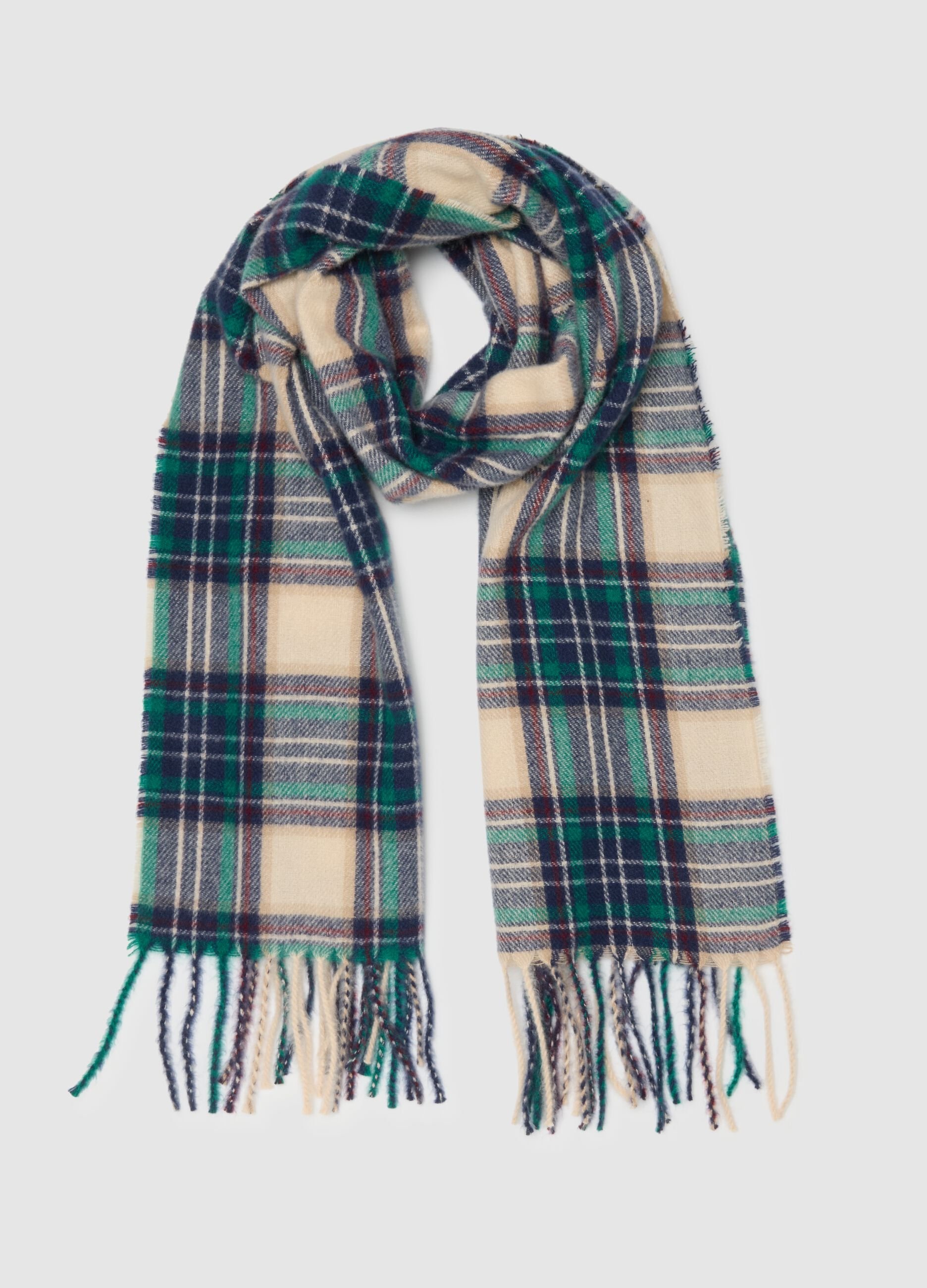 Sciarpa a quadri multicolor da bambino con frange