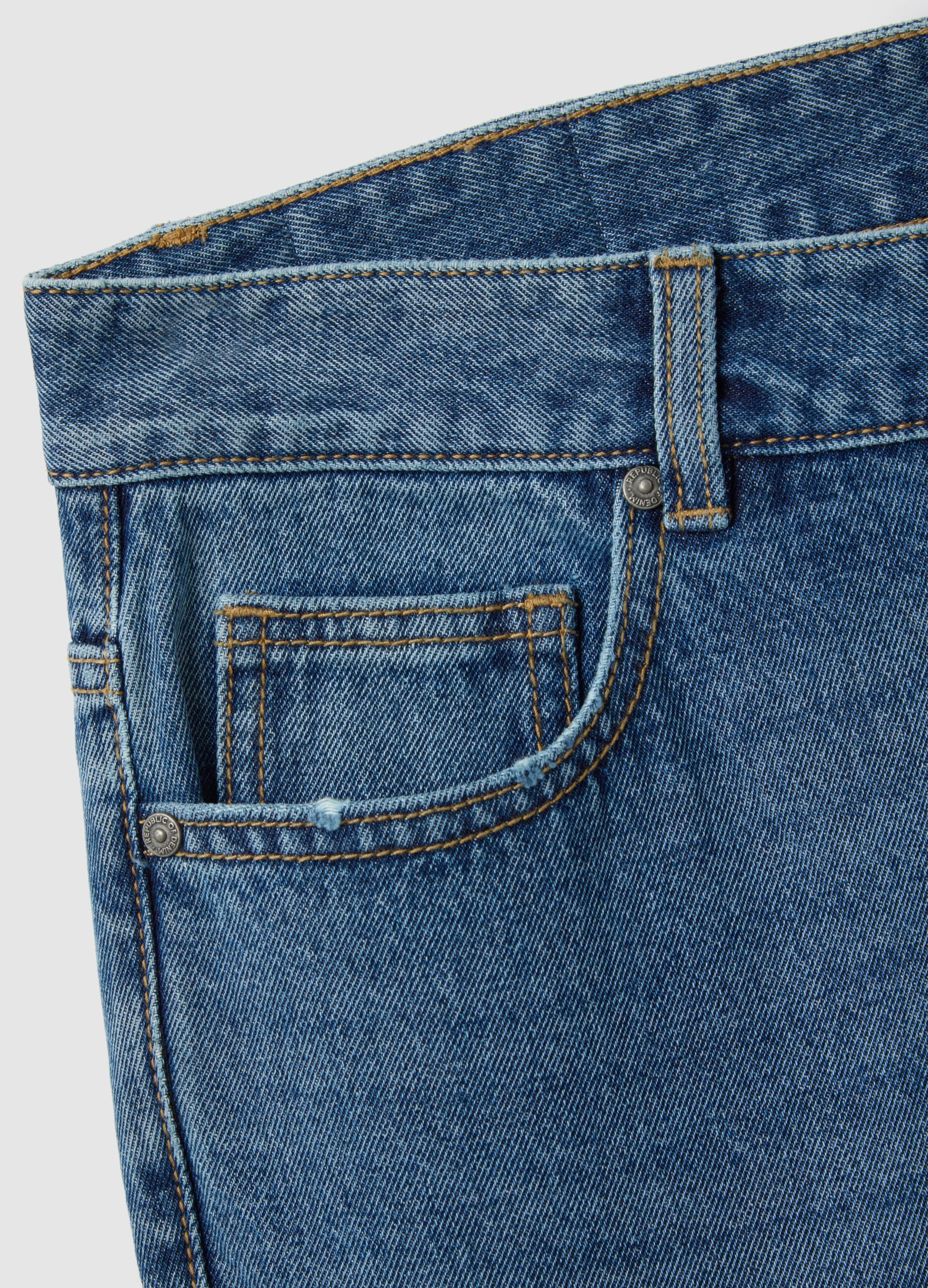 Relaxed fit pure blue cotton jeans