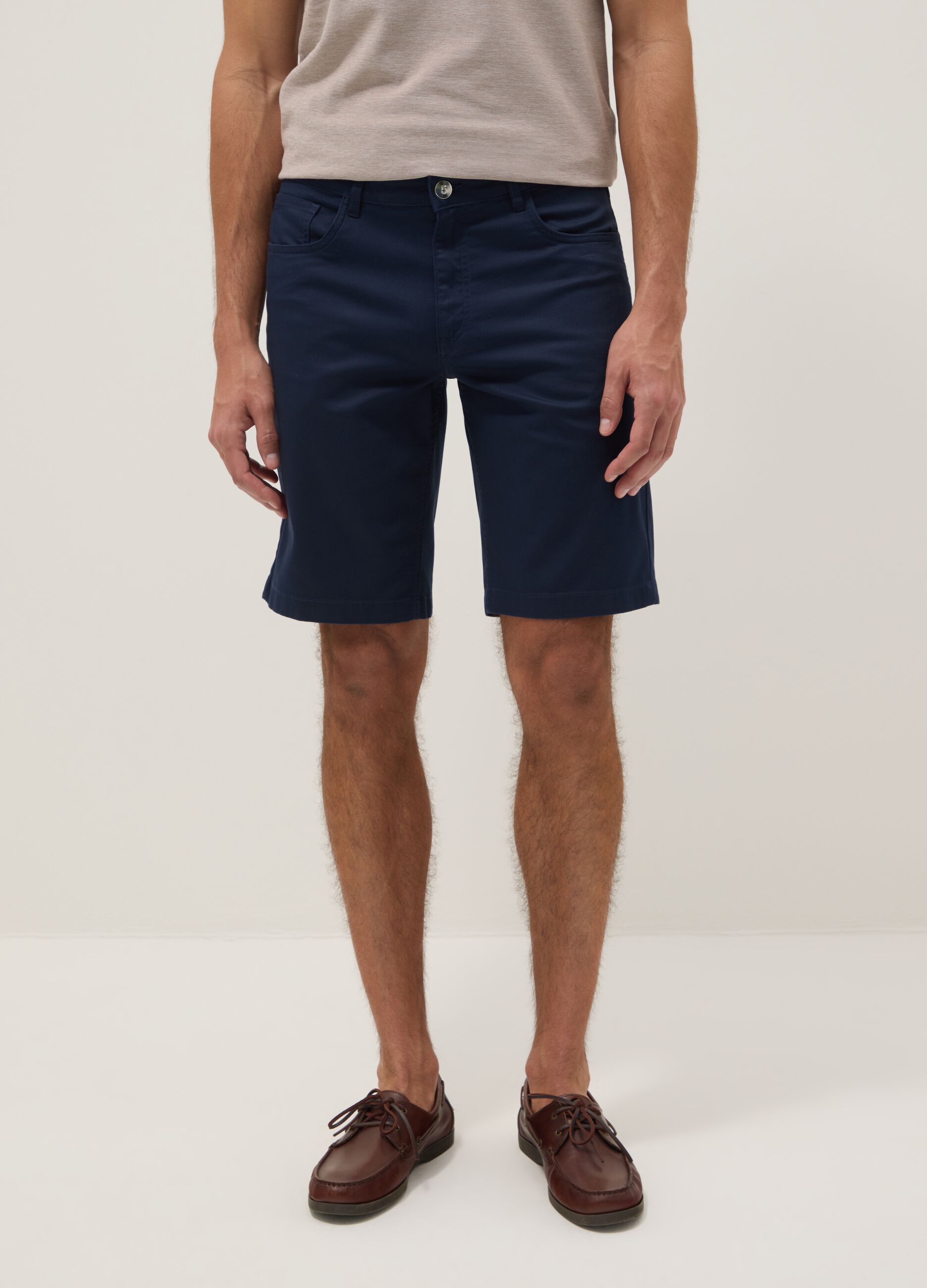 Blue stretch-cotton Bermuda shorts