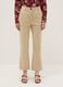 Beige regular fit cotton blend chino trousers_1