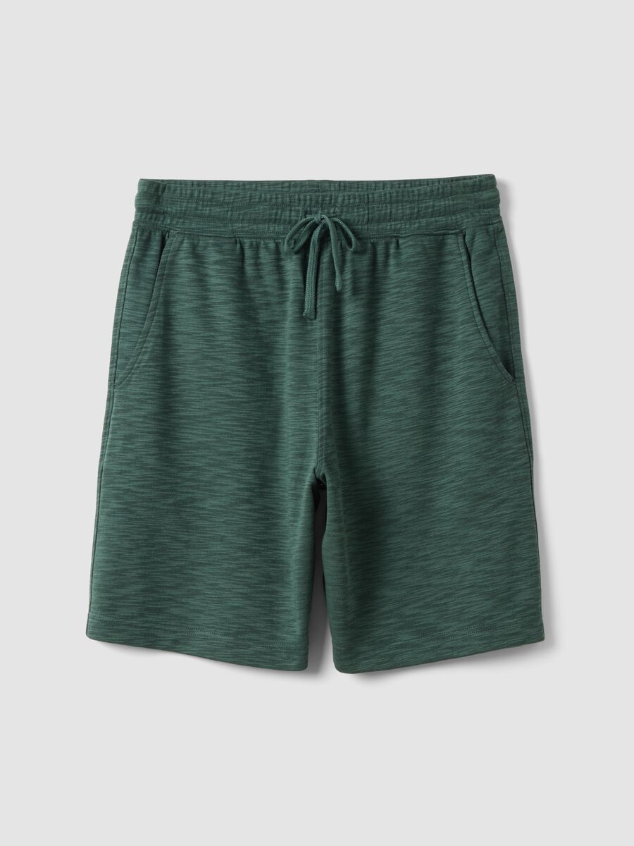 Pantaloncini pigiama in misto cotone verdi regular fit_0