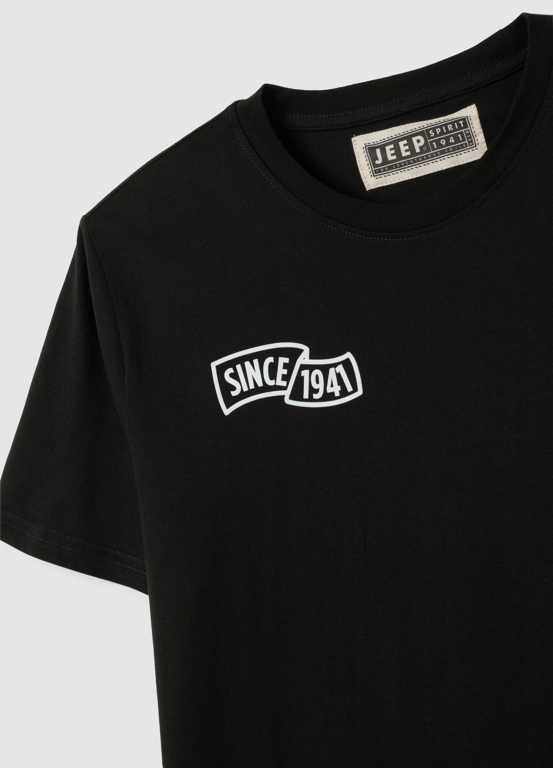 Men's black pure cotton regular fit t-shirt with print