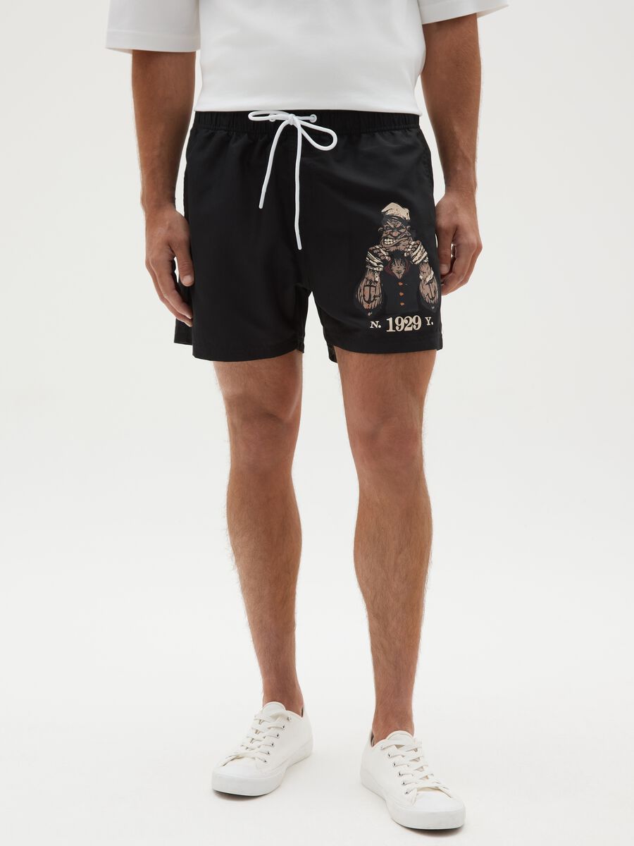 Pantaloncini da uomo in nero regular fit_1