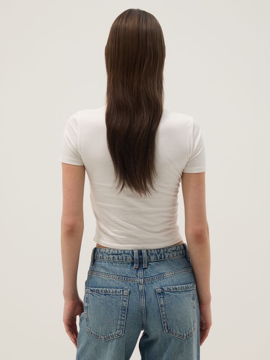 Slim fit white pure cotton T-shirt with writing_2