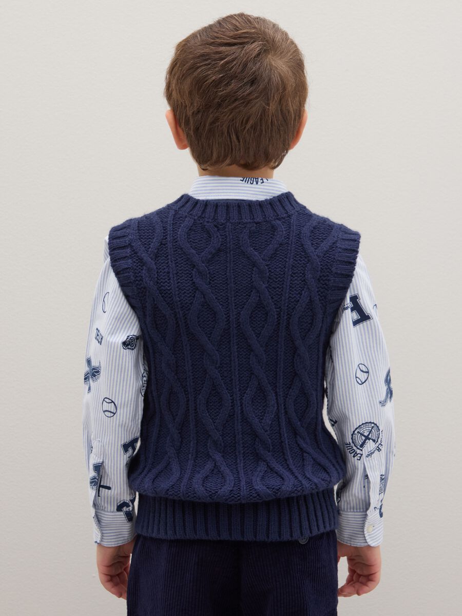 Regular Fit Blue Children's Vest with Knitted Design_1