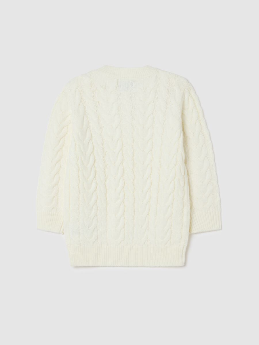 Maglione da bambina bianco a trecce vestibilità over_1