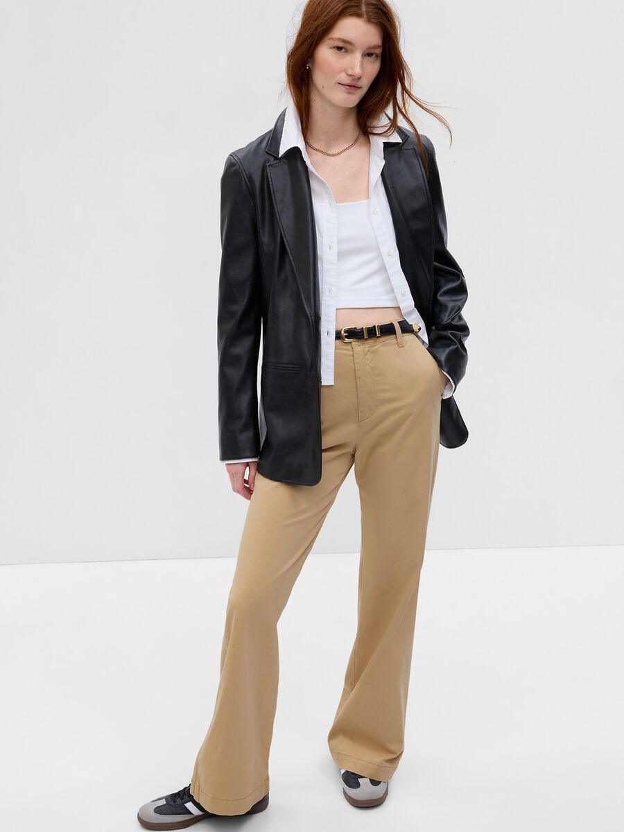 Flare-fit, stretch cotton trousers_0