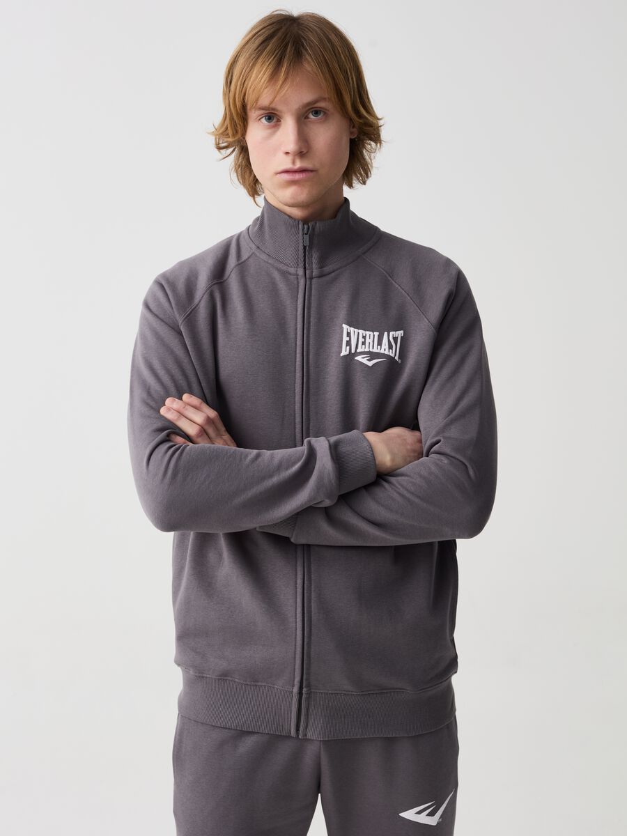 Full-zip sweatshirt with high neck and logo embroidery_0