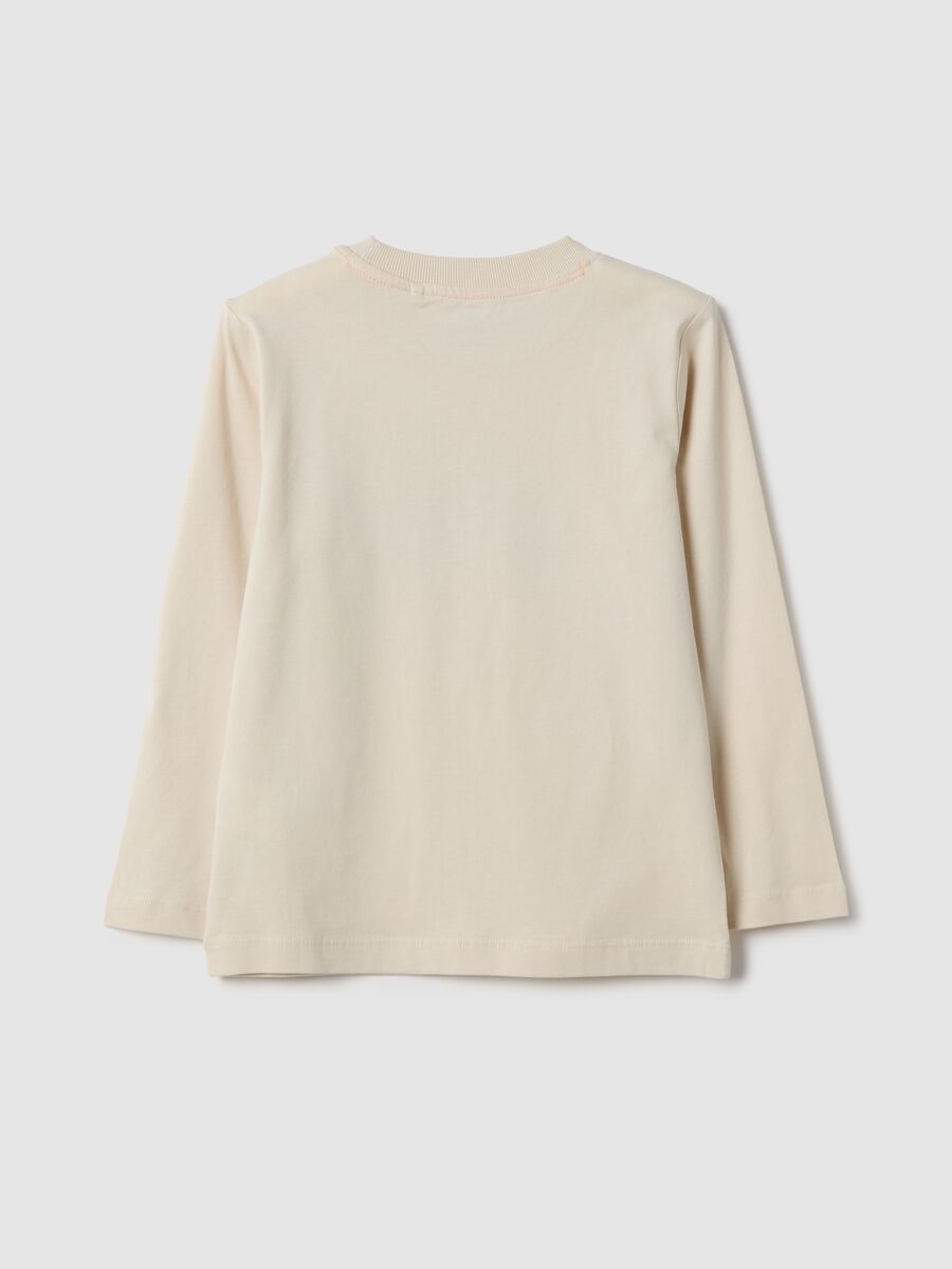 T-shirt in puro cotone beige regular fit con stampa_1