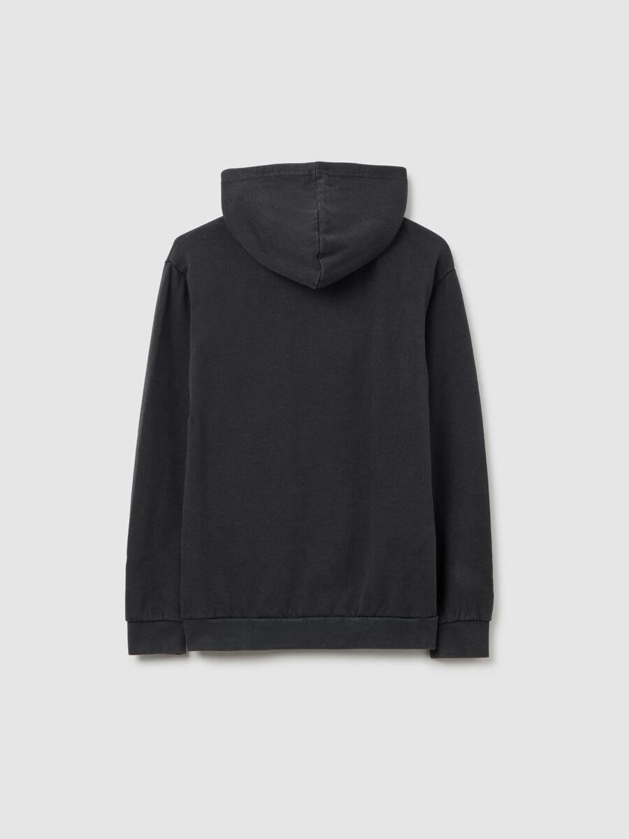 Felpa da ragazzo in misto cotone nero oversize_1