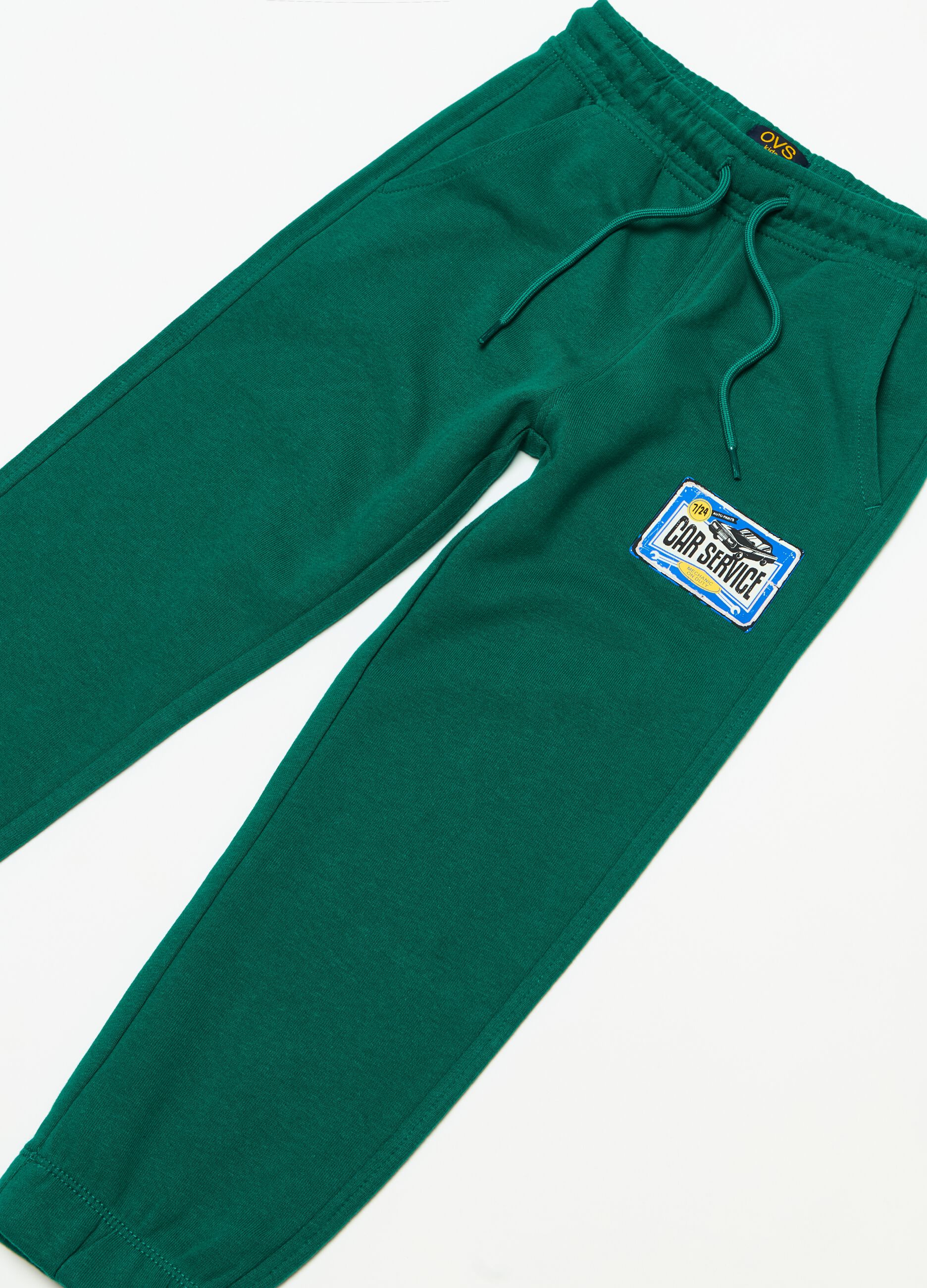 Cotton joggers with drawstring and print