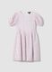 Pink pure cotton dress with Broderie Anglaise embroidery_0