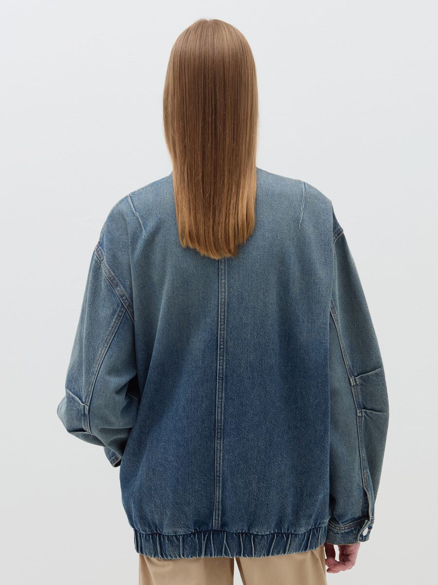 Oversized full-zip bomber jacket in denim_2