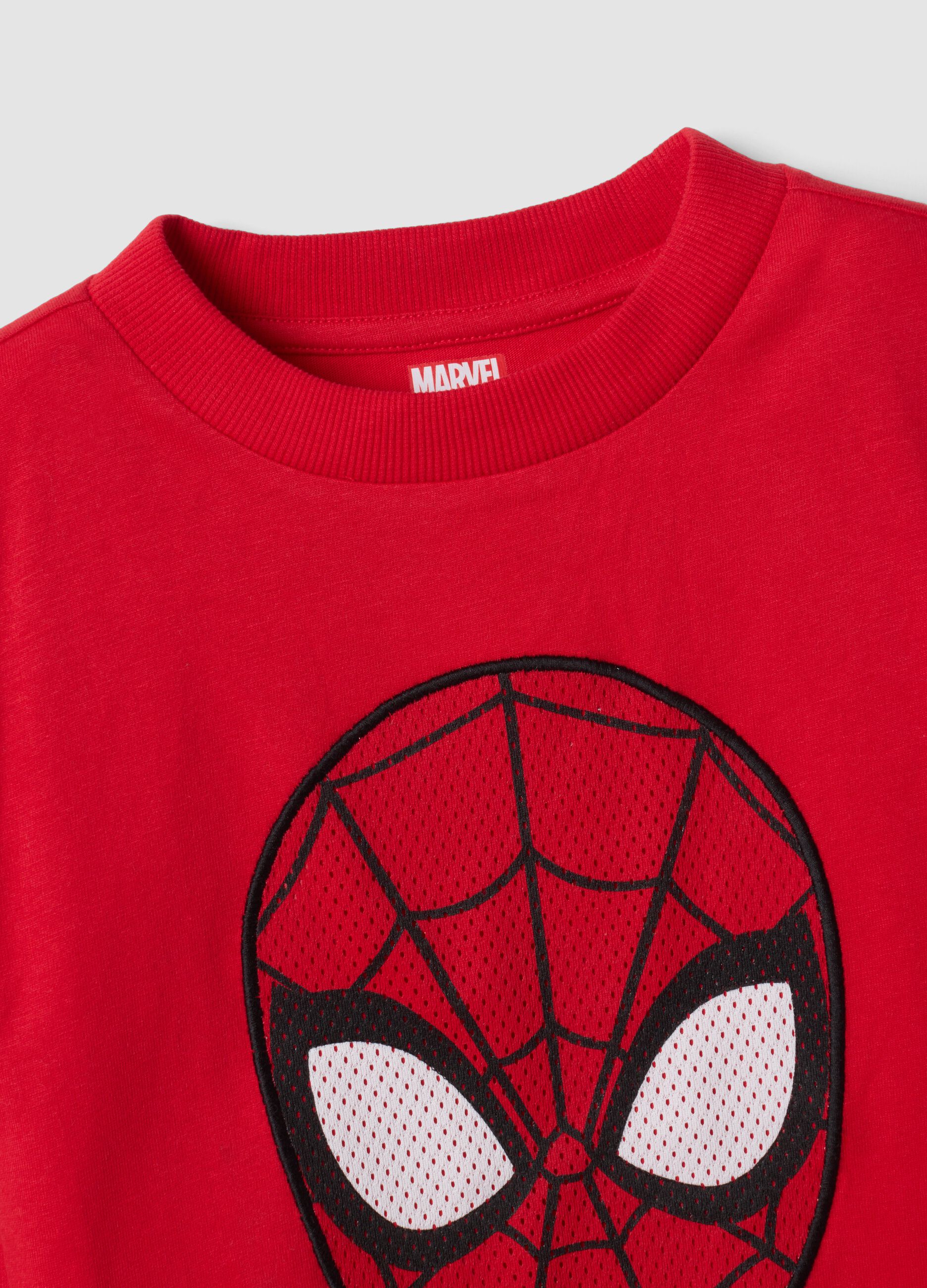 T-shirt rossa in puro cotone con stampa MARVEL Spider-Man