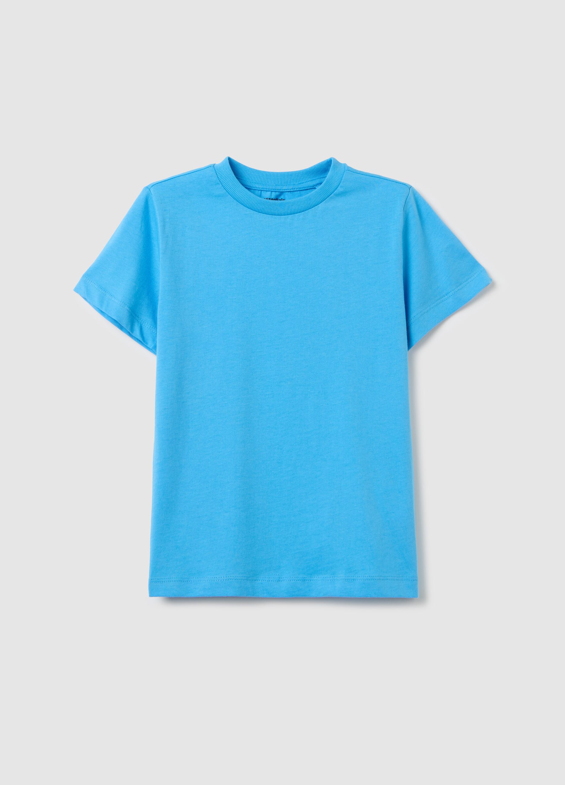 T-shirt azzurra in cotone con scollo rotondo