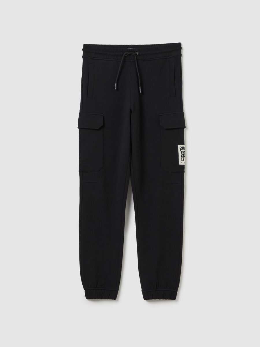 Cargo joggers in cotton with drawstring_0