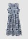 Abito blu in puro cotone con fantasia e cintura abbinata regular fit_4