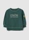 Children's green cotton-blend oversized sweatshirt with embroidery_0