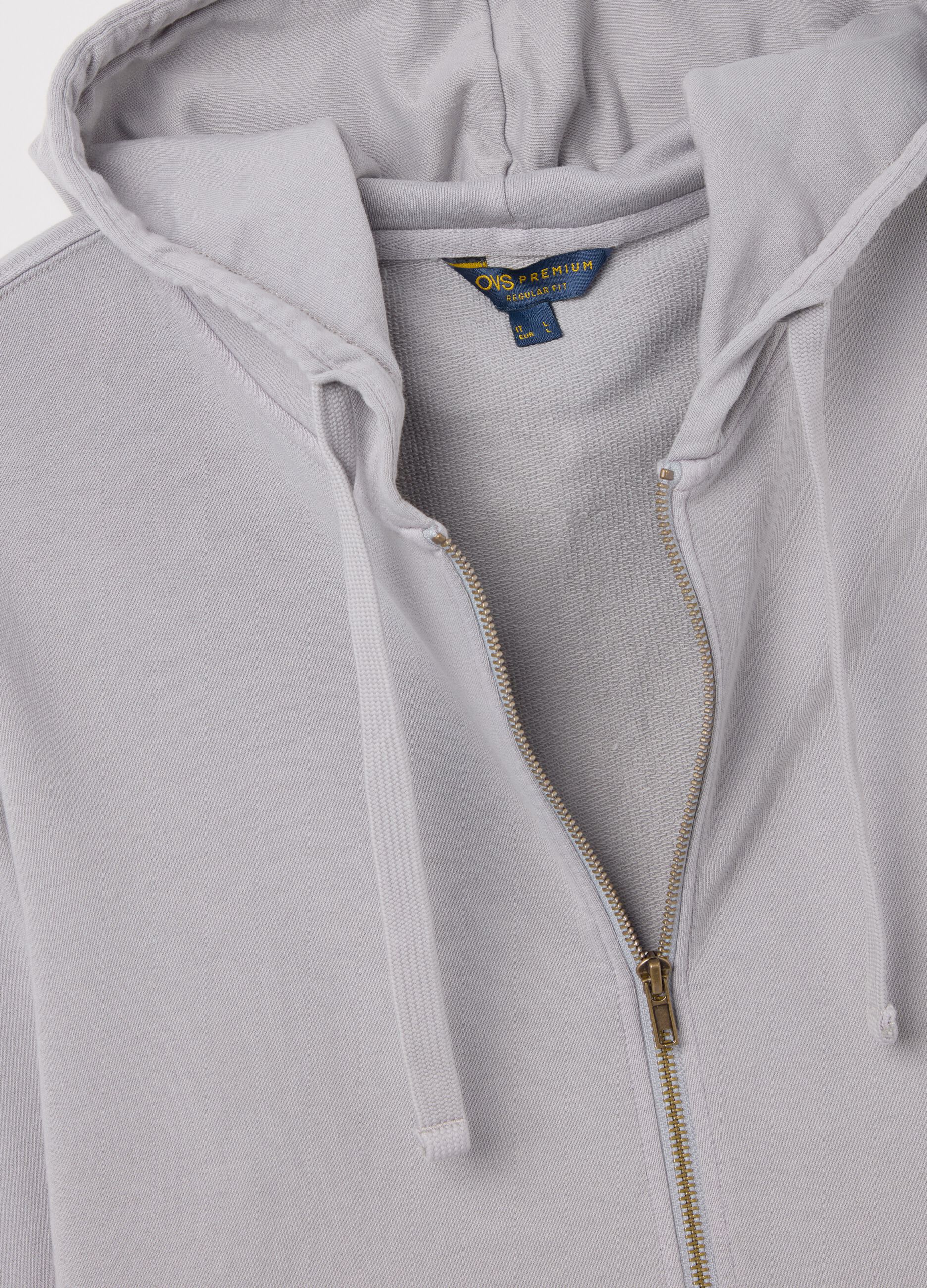 Full-zip sweatshirt in cotton with hood