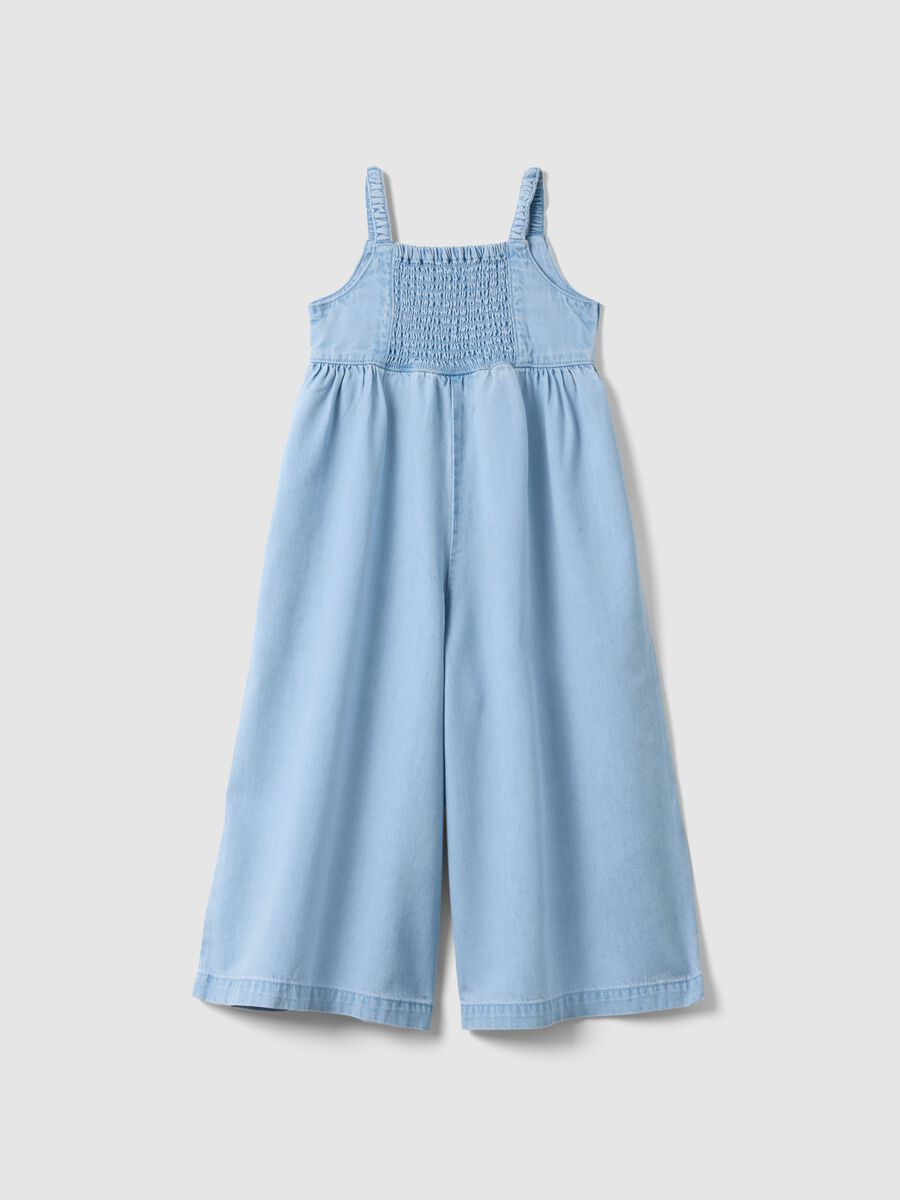 Salopette in misto cotone denim azzurro da bambina regular fit_1