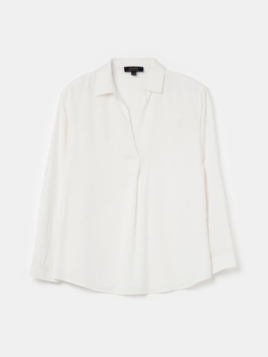 Blusa con scollo a polo maniche lunghe_4