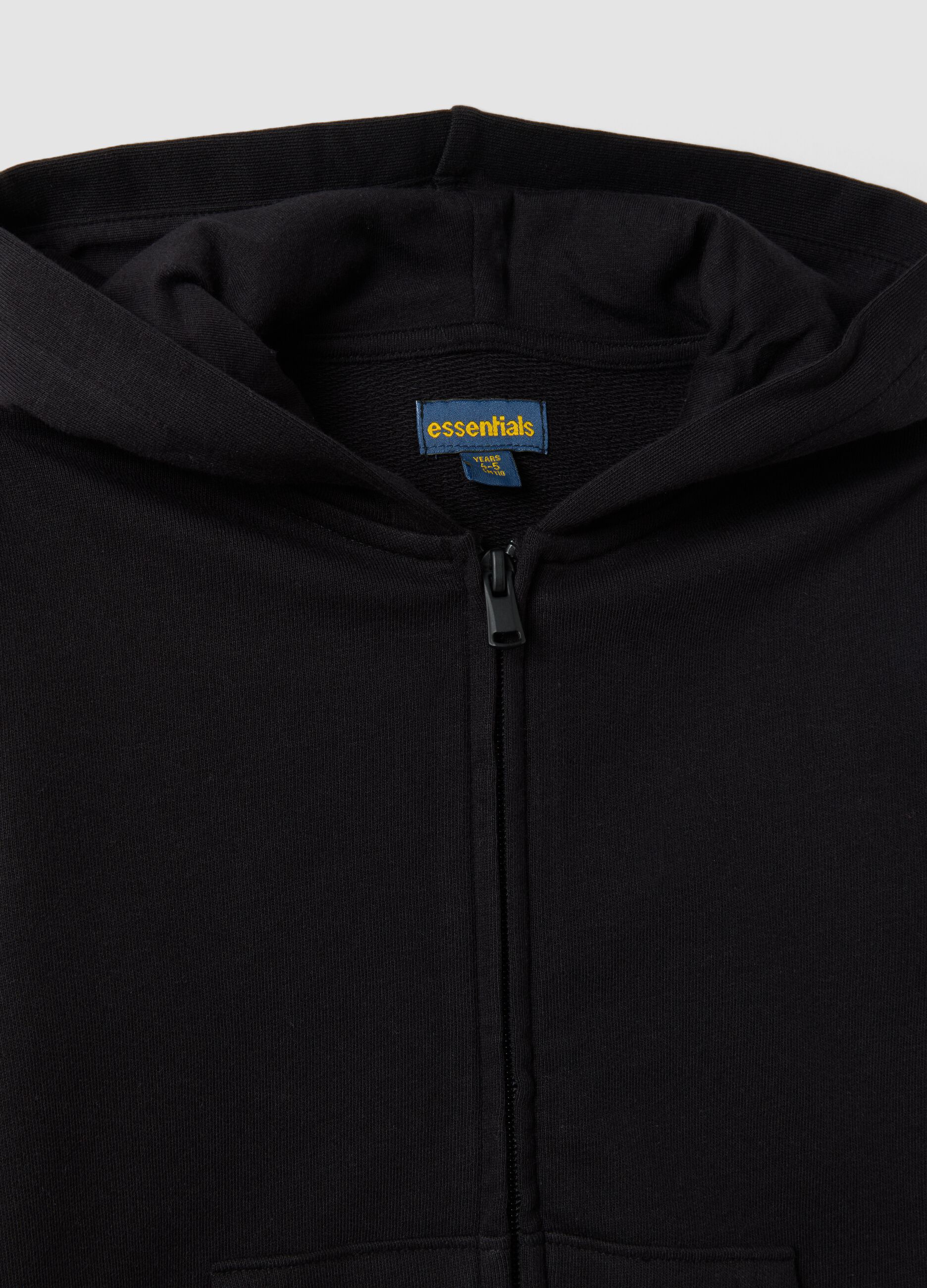 Felpa nera con cappuccio in puro cotone organico per bambino regular fit