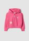 Felpa rosa in misto cotone con cappuccio e girocollo_0