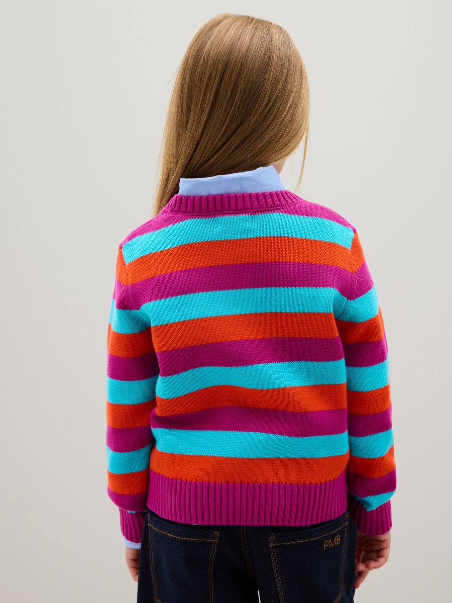 Girls' pullover in multi-coloured pure cotton regular fit_1